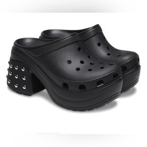 Black Heel Siren Studded Crocs W6,7,8 Brand New!